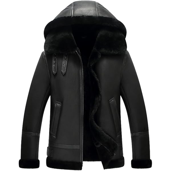 2019 Autumn And Winter New Men's Sheepskin Shearling Jacket Hooded Men's Leather
