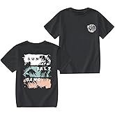 Zoemghc Girl's Hawaiian Graphic Tees Kids Cute Preppy Shirts Beach Tshirt Letter Printed Loose Fit Casual Summer Tops