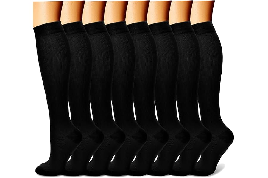 CHARMKING Compression Socks for Women & Men Circulation (8 Pairs) 15-20 mmHg Best Calf Socks Support for Athletic Cycling