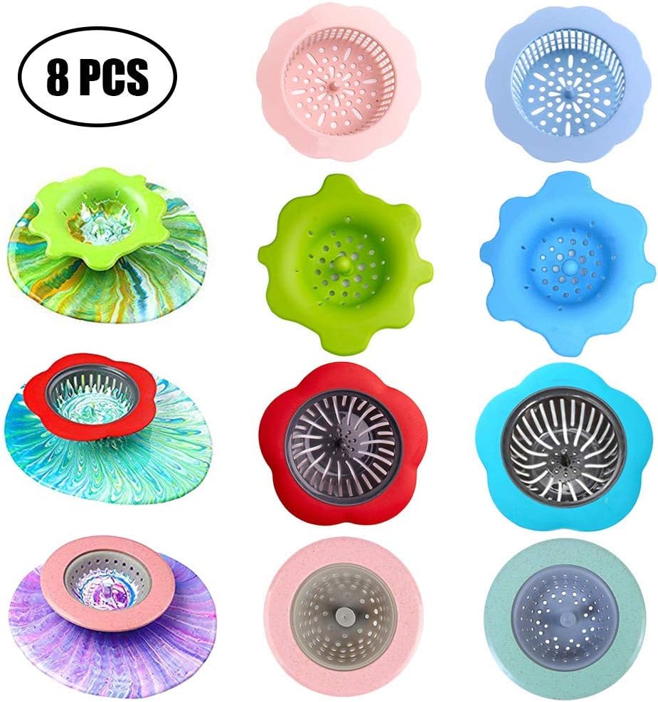 8 Pcs Acrylic Paint Pouring Strainers Plastic Silicone Strainer for Pouring Acrylic Paint and Creating Unique Patterns and DIY Painting Tools