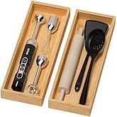 Lixple Bamboo Drawer Organizer for Kitchen & Bath, Extra Large Stackable Tray for Silverware, Toiletries & Utensils, 2 Pcs, 17" x 6" x 2" (Outer), 16.3" x 5.3" x 1.77" (Inner)
