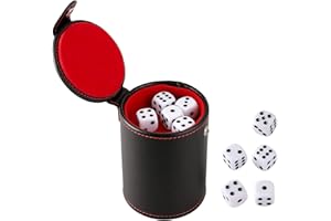 GWHOLE PU Leather Dice Cup Set with 10 Dot Dices Felt Lined Quiet Shaker for Yahtzee Bar Party Family Dice Games