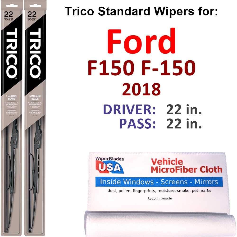 Amazon Com Wiper Blades Set For 2018 Ford F150 F 150 Driver Pass Trico Steel Wipers Set Of 2 Bundled With Microfiber Interior Car Cloth Automotive