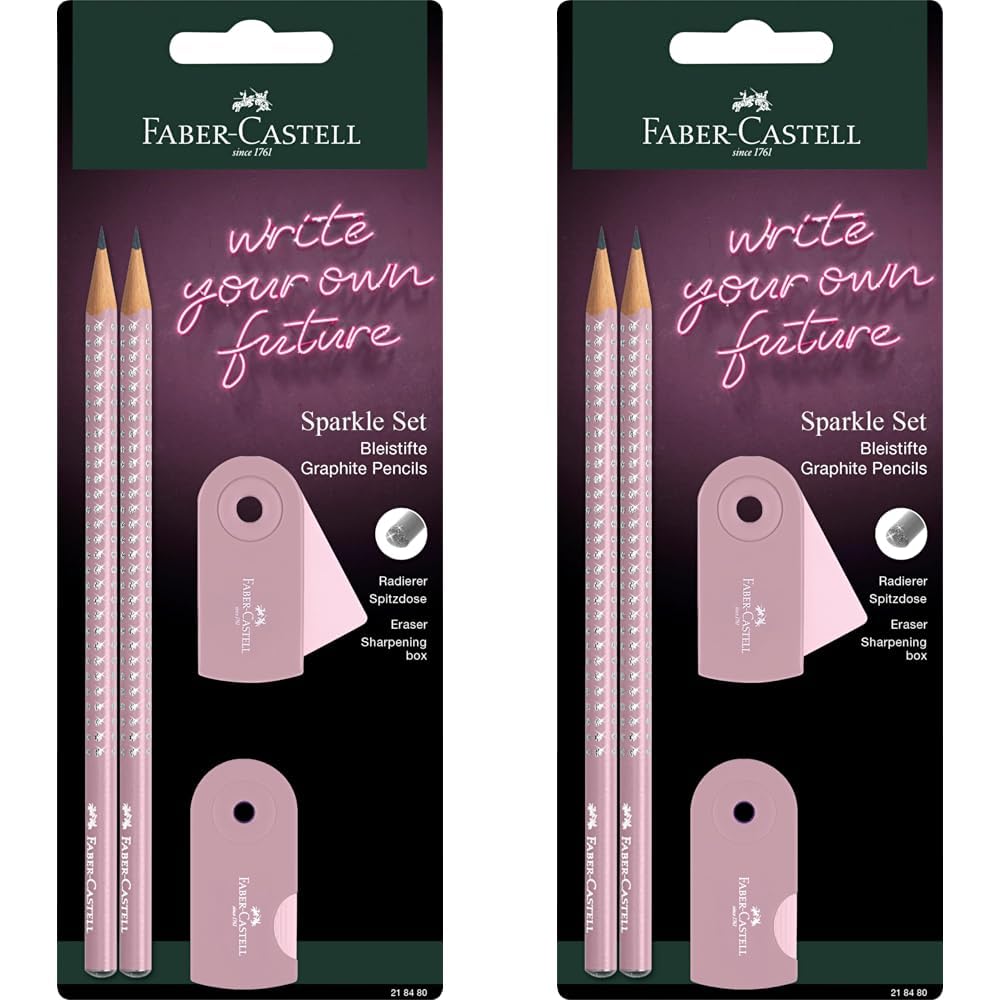 Faber-Castell 2 Pencil Set - Sparkle Rose Shadows/Dapple Grey 4 Piece Set Pink 218480 (Pack of 2)
