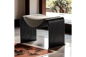 Bench for Entryway with PU Leather Padded Seat, Vanity Chair with Metal Legs, Contemporary Style Stool Chair, Furniture for E