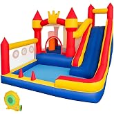 Liaakrr Bounce House, 8-in-1 Bounce House for Kids, Bouncy House with Slide, Climbing Wall, Ball Pit, Obstacles, Trampoline &amp; Basketball Hoop &ndash; Includes Blower for Indoor &amp; Outdoor
