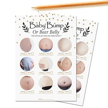 Amazon Com 30 Beer Belly Or Pregnant Bump Fun Baby Shower Games