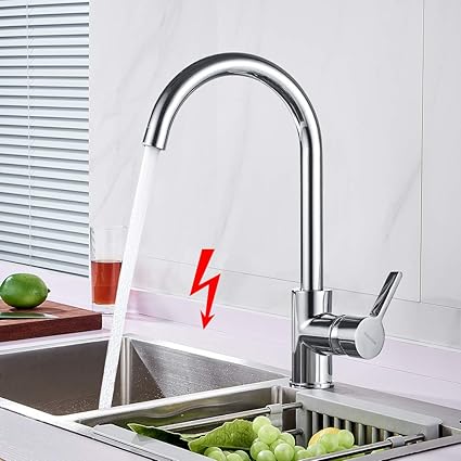 WOOHSE Niederdruckarmatur 360°Drehbar Einhandmischer Mischbatterie für Spüle Küche, für Druckloser Warmwasserspeicher oder Un