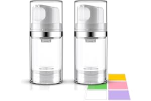 Cosywell Airless Pump Jars 1.7oz/50ml 2 Pack - Empty Bottle Dispenser for Moisturizer, Cosmetic Container, Travel Bottles for