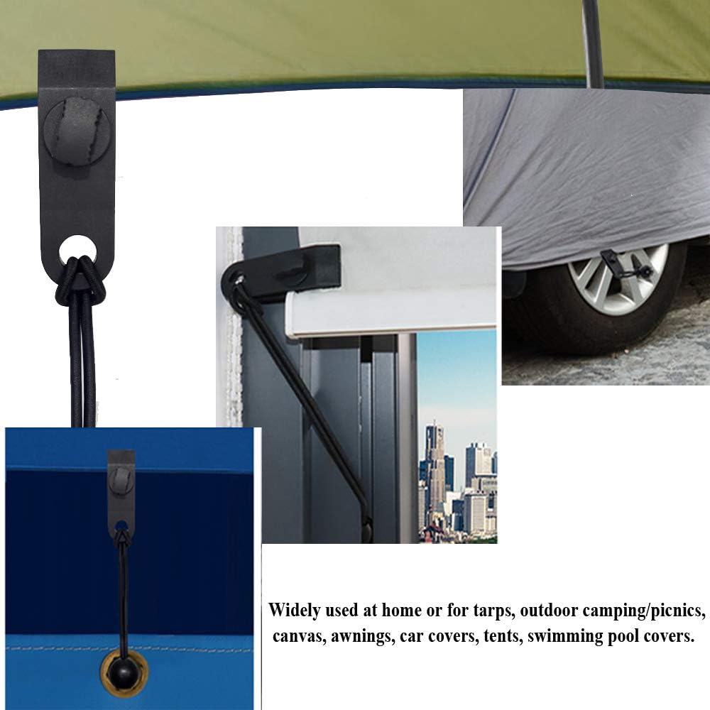 Tarp Clips Heavy Duty Lock Grip - Thumb Screw Tent Clamps for Tarps with Ball Bungee 8.5 Inch Tie Down Bungee Cords for Canopy, Awnings, Pergola, Canvas Covers, Outdoor Camping, Swimming Pool (20 PCS): Home & Kitchen