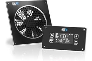 AITECAC 6 Inch USB Quiet Cabinets Cooling Fan System with Intelligent Temperature Control, Media Cabinet Exhaust Fan for Home Theater AV Cabinets, Plant House, Router Cabinets