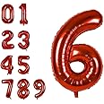 40 Inch Jumbo Red Number 6 Balloon Giant Balloons Prom Balloons Helium Foil Mylar Huge Number Balloons for Birthday Party Decorations/Wedding/Anniversary