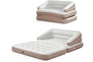 TXZ outdoor Full Size Air Mattress for Inflatable-Portable Blow Up Mattress Sofa Bed with Flocked top-Double Air Couch for Tent Camping/Car Travel Backpacking/Family Leisure(Cream White)