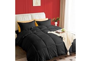 JOKOLO Queen Size Comforter Set - 3 Pieces, 1 Reversible Comforter and 2 Pillowcases,Soft Quilted Warm Fluffy Cooling Bedding for All Season,Black