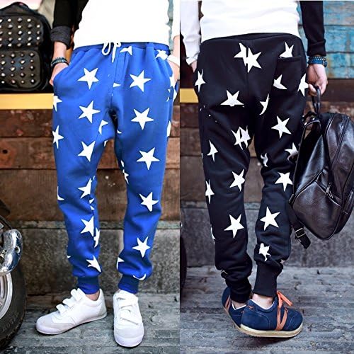 Fifishow 2015 New Men Printed Drop Crotch Harem Skinny Sweatpants Sports Baggy Pants Mens Casual Hip Hop Joggers Silm Bandana Trousers Blue M