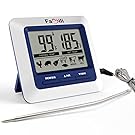 Famili MT004 Digital Electronic Kitchen Food Cooking Meat Thermometer for Christmas BBQ Oven Grill Smoker with Timer Alarm and Large LCD Display