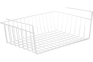 Under Shelf Basket, Iron Wire Basket Easy To Install Hanging Under Cabinet Shelf Basket for Pantry Shelves (White)