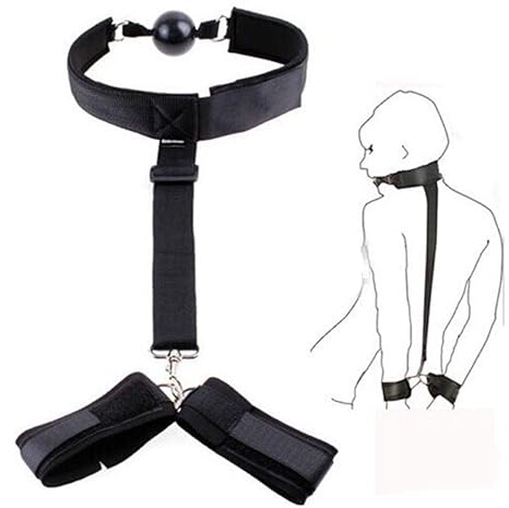 Zum Heranzoomen mit der Maus über das Bild fahren Ballknebel-mit-Rueckenfessel-Handschellen-Bondage-BDSM Ballknebel-mit-Rueck