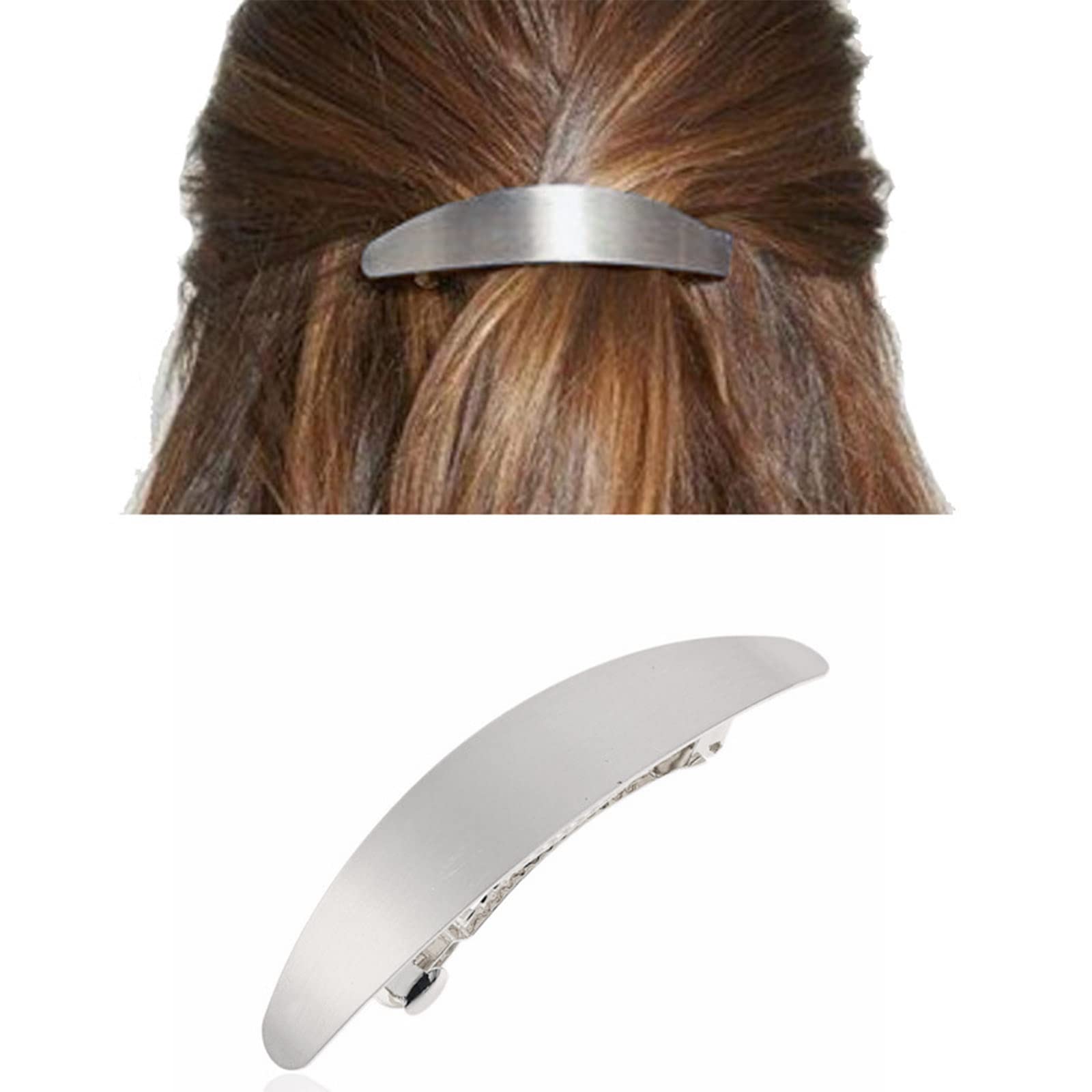 Wendalern Snap Hair Pin Clip Silver Bun Hair Barrette Metal Hair Holder Clips Spring Minimalist Hair Clips Decorative Hair Accessories for Women and Girls