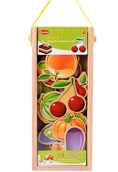 AdiChai Wooden Magnetic Food Puzzle with Wooden Carrying Case
