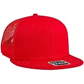 OTTO SNAP Cotton Twill Round Flat Visor 6 Panel Mesh Back Trucker Snapback