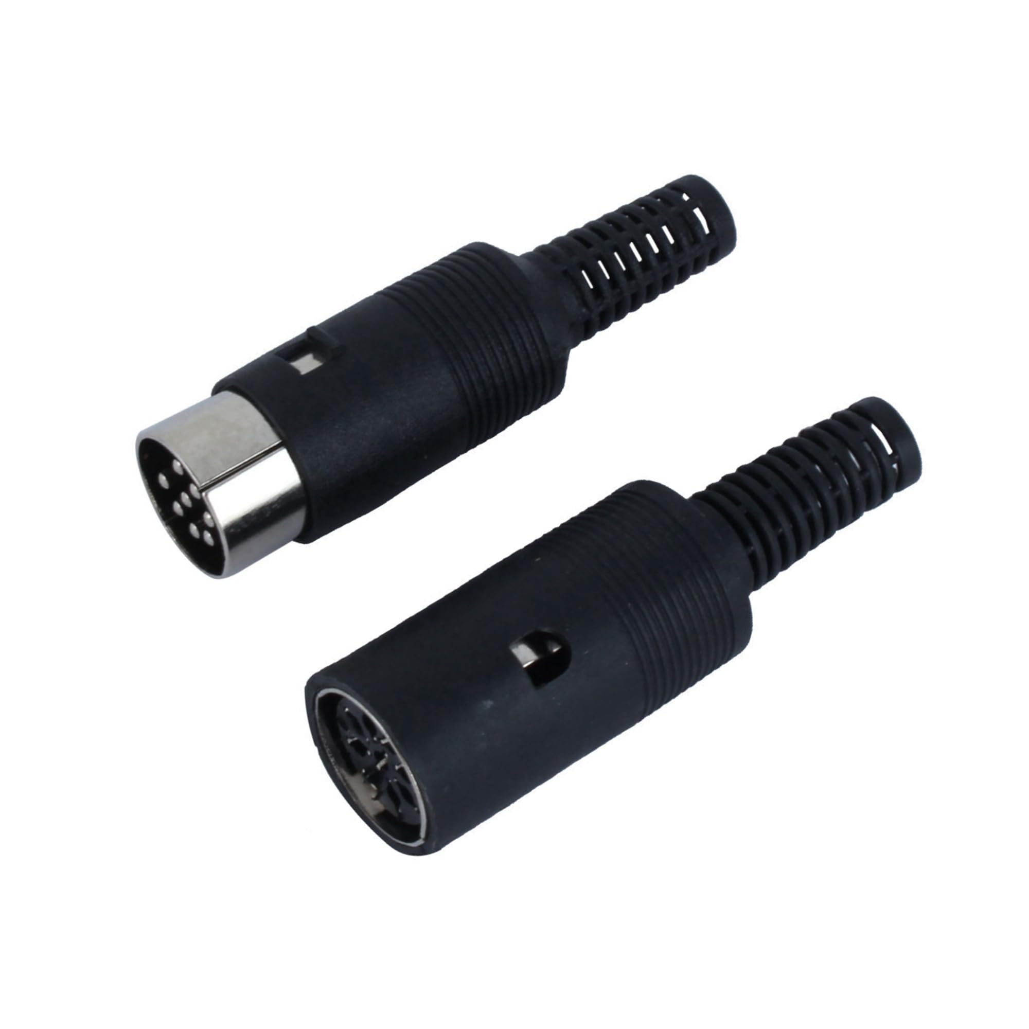 Hihaha Pair Black DIN 8 Pin Female + Male Plug Socket Audio AV Connector Durable Material