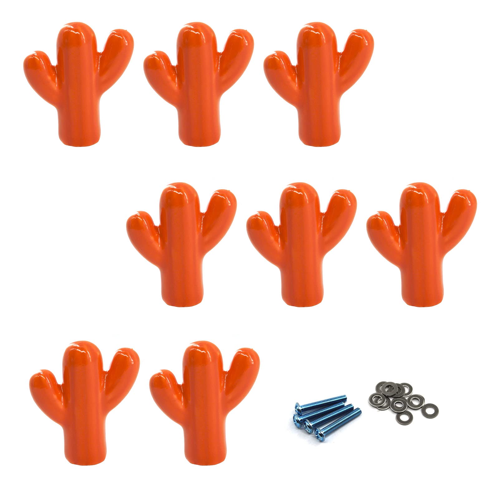 Zerniple Orange Ceramic Handle Pull Door knobs Cabinet Handles for Children's Room (8 Pieces)