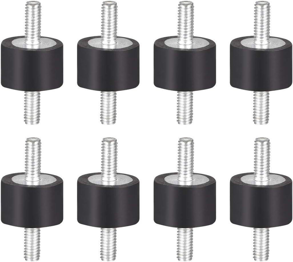 sourcing map D15 x H10 Rubber Vibration Isolator Mounts Shock Absorber with M4 x 10mm Studs 8pcs