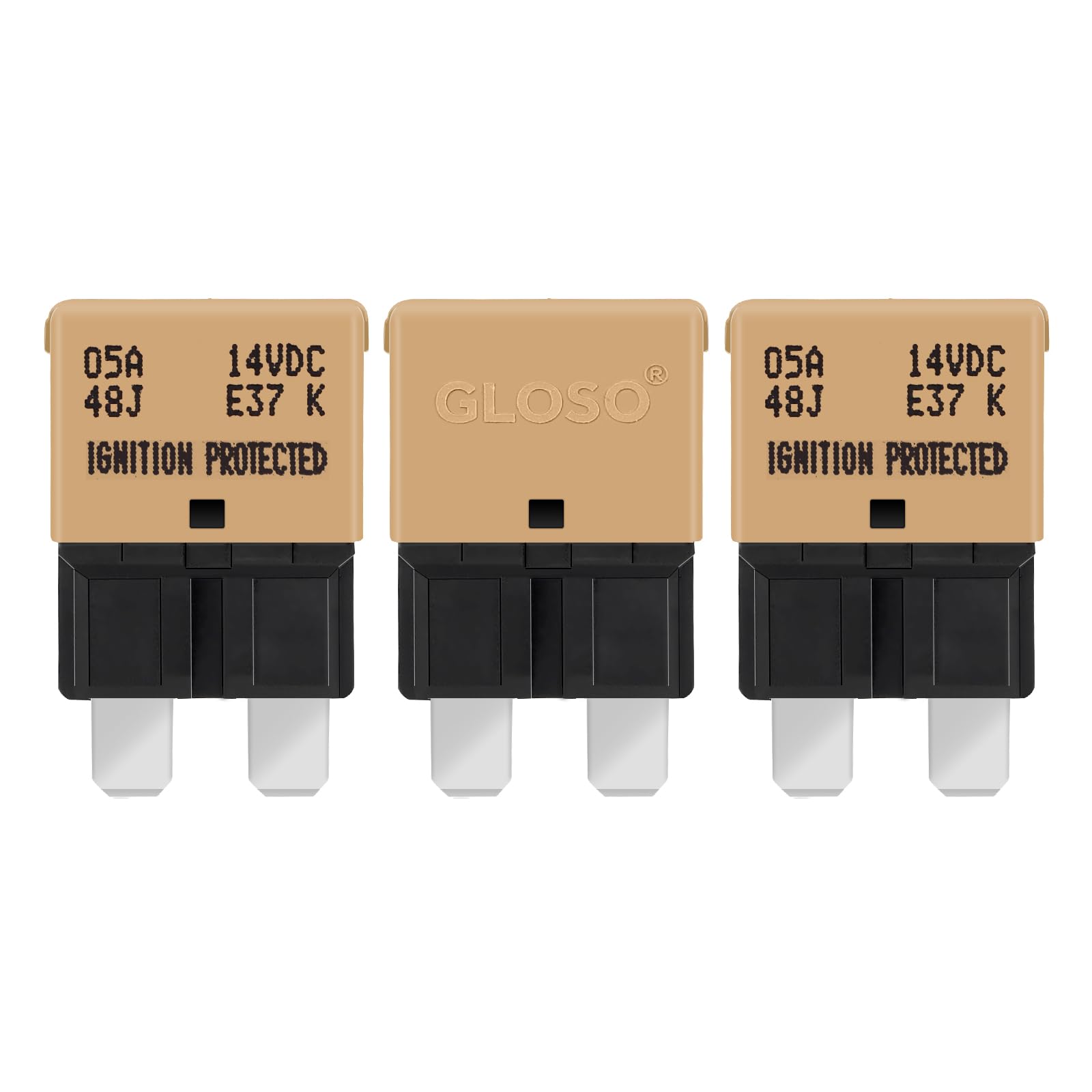 GLOSO Blade Circuit Breaker RV Marine Boat Truck Yacht Auto Reset Audio Solar System Protection ATO ATC 5 Amp E37 3 PACK