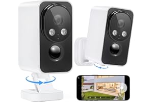 OBBMOX Security Cameras Wireless Outdoor Pan Rotating 180° 2K Cameras for Home Security Color Night Vision Battery 2.4GHz WiFi Camera PIR Motion Detection Siren 2-Way Talk Waterproof Cloud/SD Storage 2-Pack