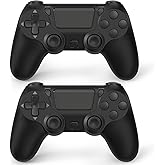 FASIGO 2 Pack Wireless Controller for PS4 Slim/Pro, 20hs Rechargeable Controller with Dual Vibration, Ergonomic Grip, Compatible with playstation 4 (Black)