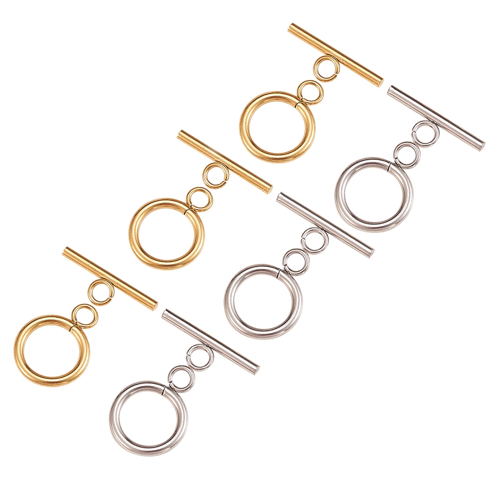 Airssory 20 Sets 2 Colors 304 Stainless Steel Necklace IQ Toggle Clasps Bar and Ring Clasp T-Bar Closure OT Buckle for Jewellery Making DIY Craft