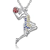 Vadmans Sport Necklace Sterling Silver Gymnastics/Running/Soccer Women Pendant Cubic Zirconia Jewelry Christmas Gift for Women