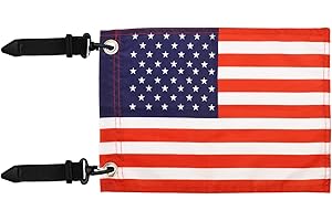 MOTAIN Easy Installation Golf Cart Flag Holder,1 Pack Elastic Strap Bracket with 6 * 9'' American Flag,Golf Cart Accessories