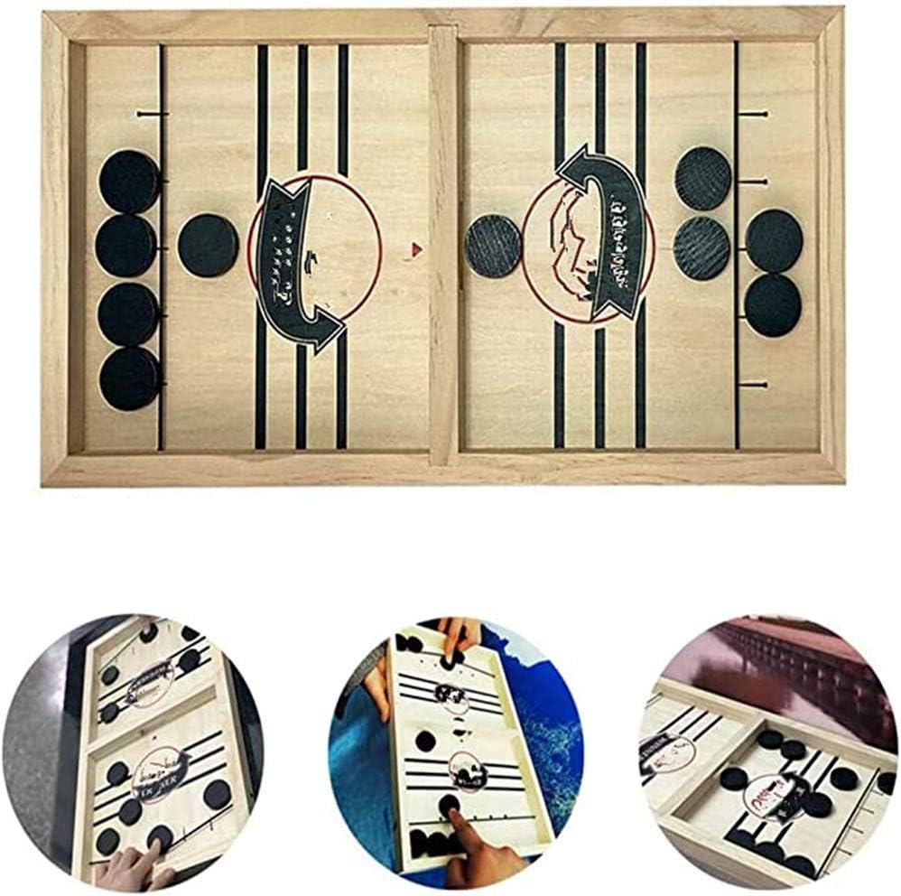 HYR88 Fast slingshot ice chess game, mini wooden tabletop slingshot ice hockey game, fun toys, parent-child interactive toys