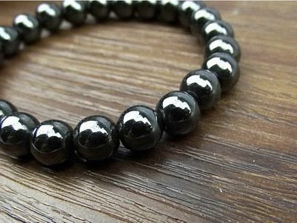 2pcs/Set Magnetic Hematite Therapy Beads Bracelets Black Gallstone Bracelet Handmade for Women Men Kids Bracelets Birthday Parent Party Gifts