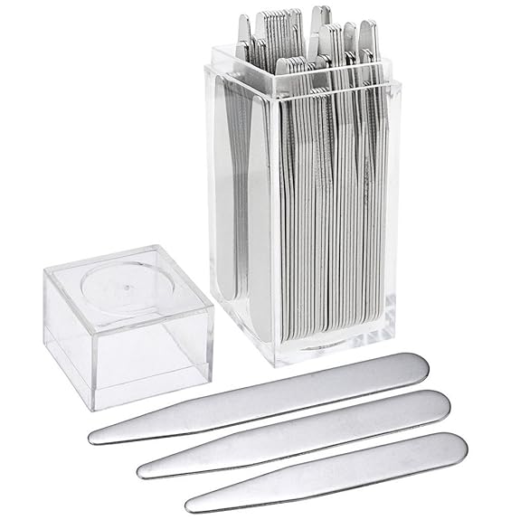 Zysta 36.Stück Kragenstäbchen Set aus hochwertigem Edelstahl 3 Größe mit original Etui