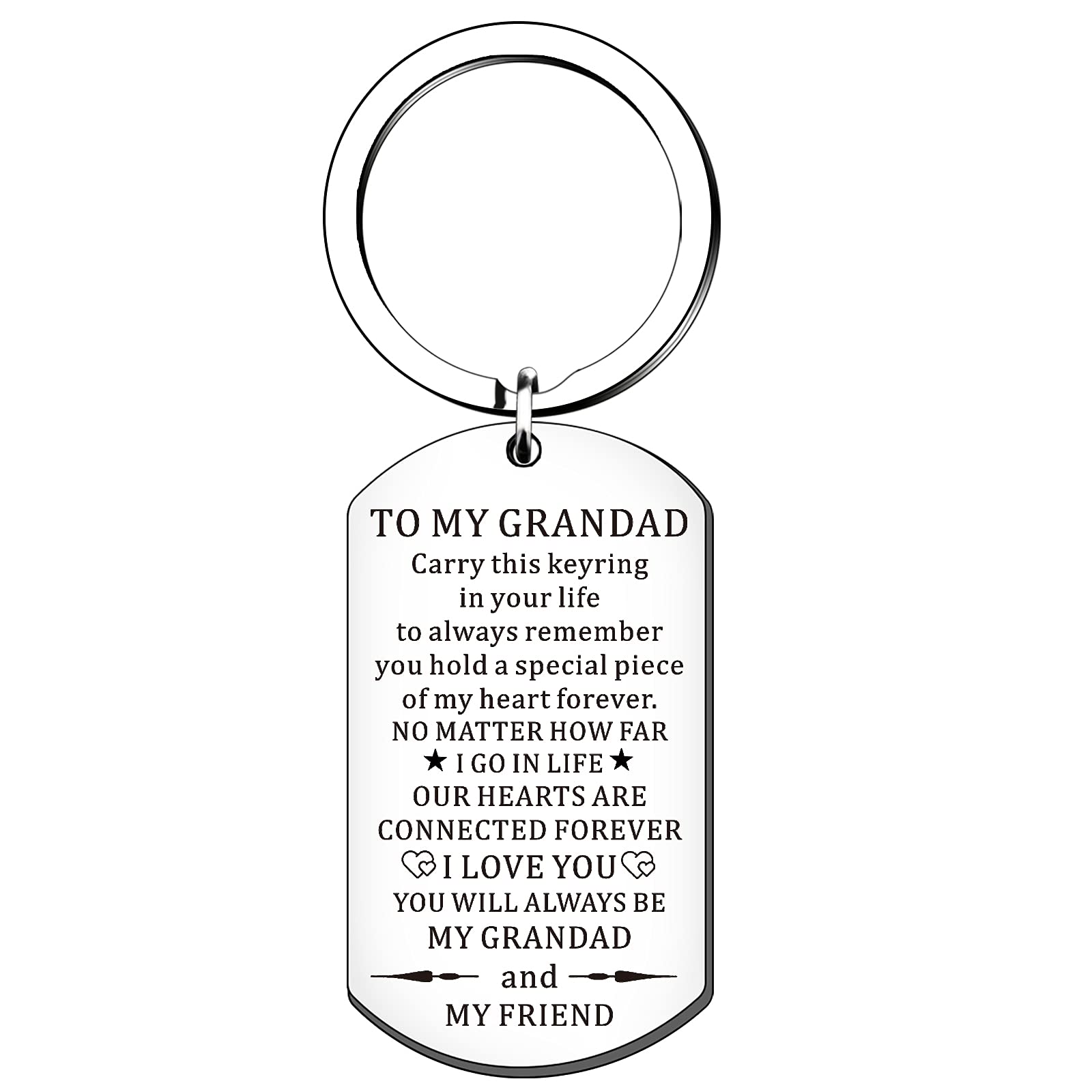 SMARGO To My Grandad Keyring For Fathers Day Birthday Christmas I Love You Dog Tags Grandfather Keychain Presents From Grandchildren