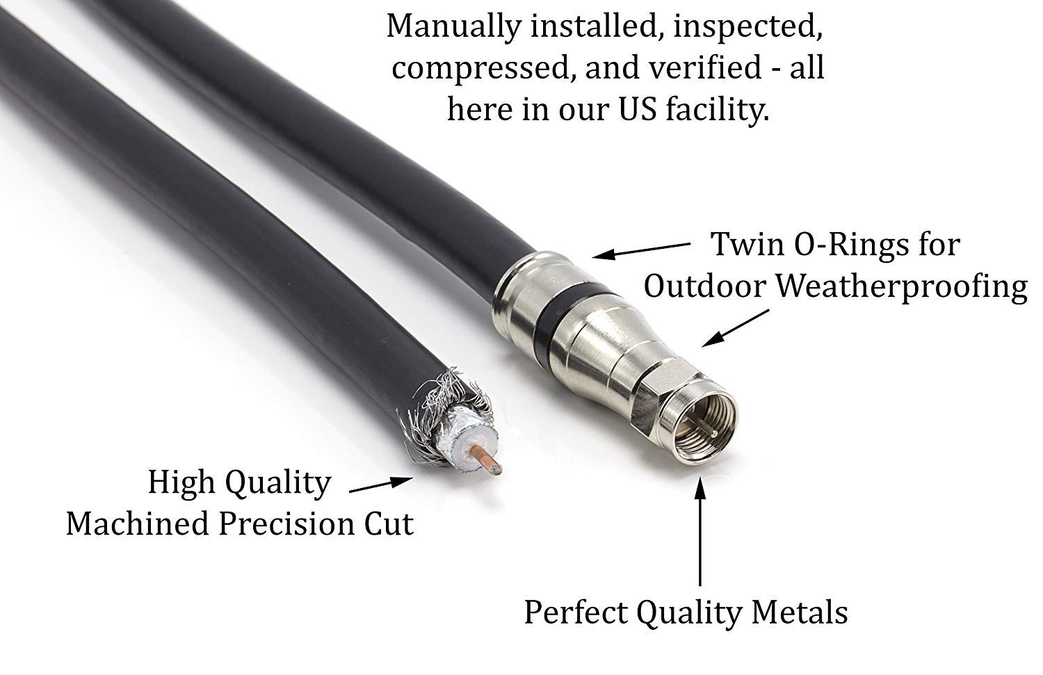 100 Foot RG11 Coaxial Cable, Made in The USA F Type Cable High