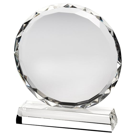 Circular Glass Trophy Plaque with Faceted Edges (9") Amazon.co.uk