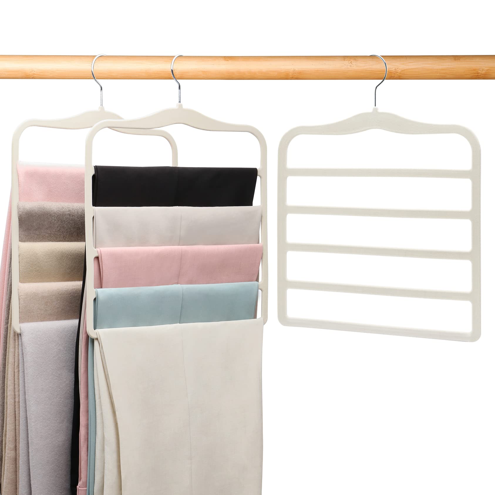 Photo 1 of Pants Hangers Space Saving,Organization and Storage for Dorm Room Essentials for College Students Girls,Non-Slip Velvet Hangers,Multifunctional Pant Hanger Closet Organizer for Trousers Scarf-3 Pack