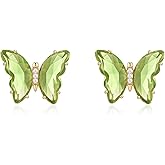 YOQUCOL Butterfly Shape Crystal Golden Stud Earrings for Women