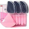 Ocim 10Pcs Triangle Powder Puffs for Face Powder,Soft Velour Triangular Beauty Puff,Makeup Pressed,Baking & Setting Powder Sponge Applicator Pads with Case,Black&Pink