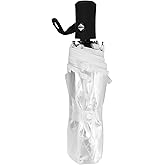 Lwuey Folding Transparent Umbrella, Clear Bubble Wedding Umbrella Foldable Compact One Button Open Close Tri Fold Portable Rain Windproof for Travel Decorative Photography Prop Women