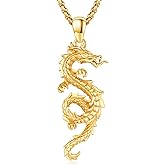 PCTJYFU Dragon Necklace 925 Sterling Silver Oxidized/Solid 24K Gold Over Dragon Pendant Unisex Jewelry Valentine's Day Gift for Men Women