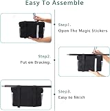 IGNPION Canvas Bedside Hanging Storage Organizer Pocket Caddy Black view 7