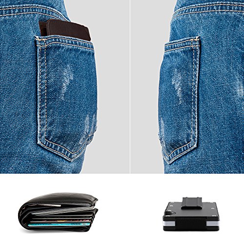 Metal Money Clip Wallet Minimalist Men's RFID Blocking Front Pocket Wallet, Slim Aluminum Credit Card Business Bank Card Case Holder for Women by INNKER