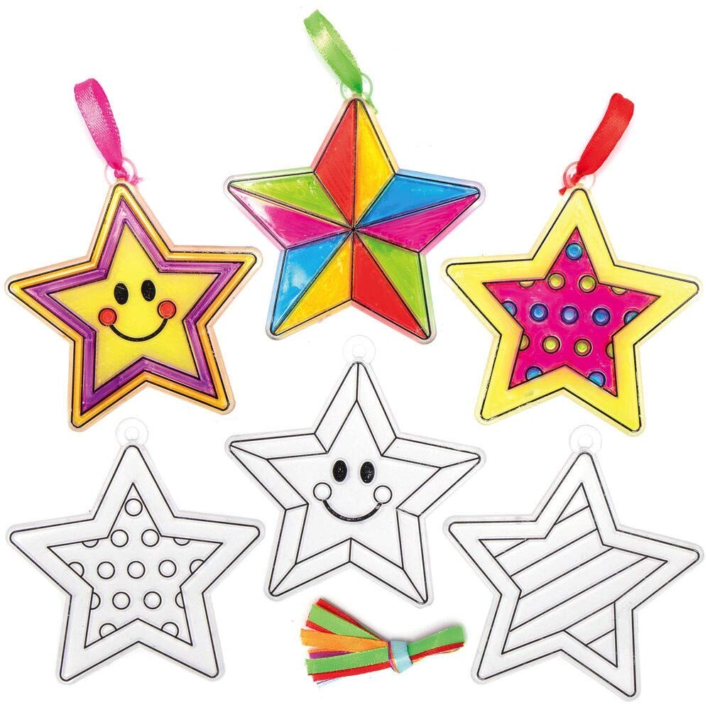 Baker Ross AX414 Star Suncatchers - Pack of 10, for Children to Design, Decorate and Display, Creative Summer Craft Set, Ideal Kids Arts and Crafts Projects — image 1