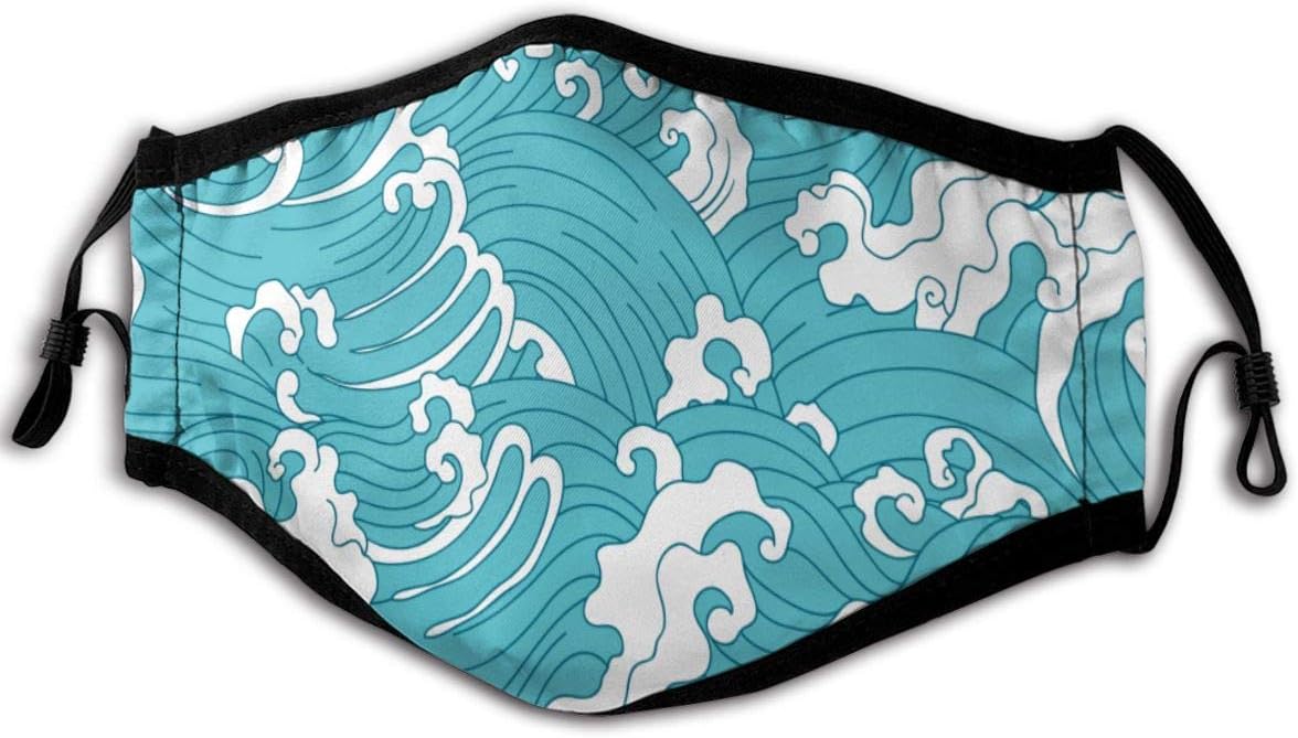 Masks Japanese Style Seamless Wave Pattern 6"X9" Masks Comfort Cotton Mouth Mask Dust Mask