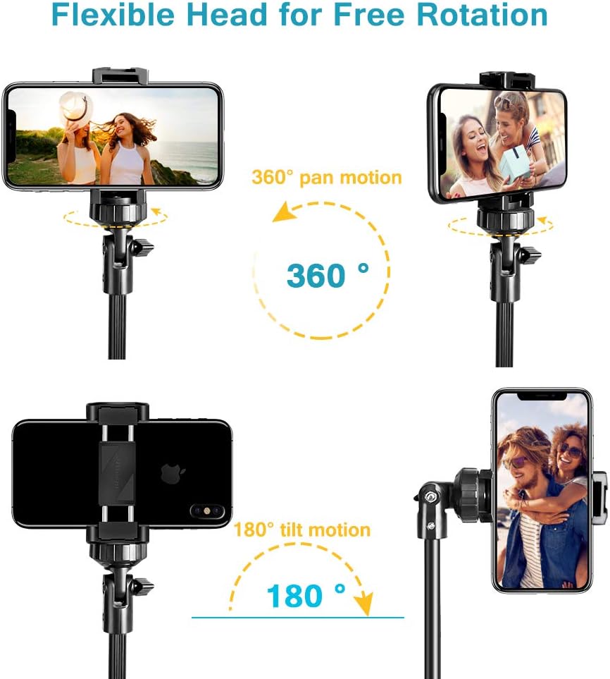 62" Phone Tripod Accessory Kits, Aureday Camera & Cell Phone Tripod Stand with Bluetooth Remote and Universal Tripod Head Mount, Perfect for Selfies/Video Recording/Vlogging/Live Streaming: Camera & Photo